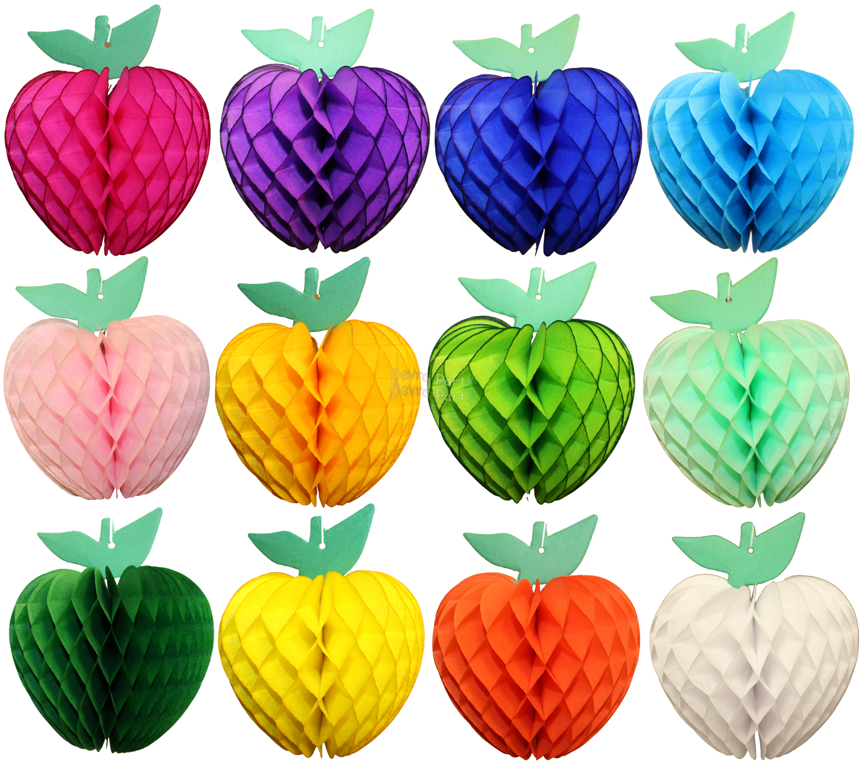 (image for) Honeycomb Apple Decoration, 7 Inch, All Colors (12 pcs)
