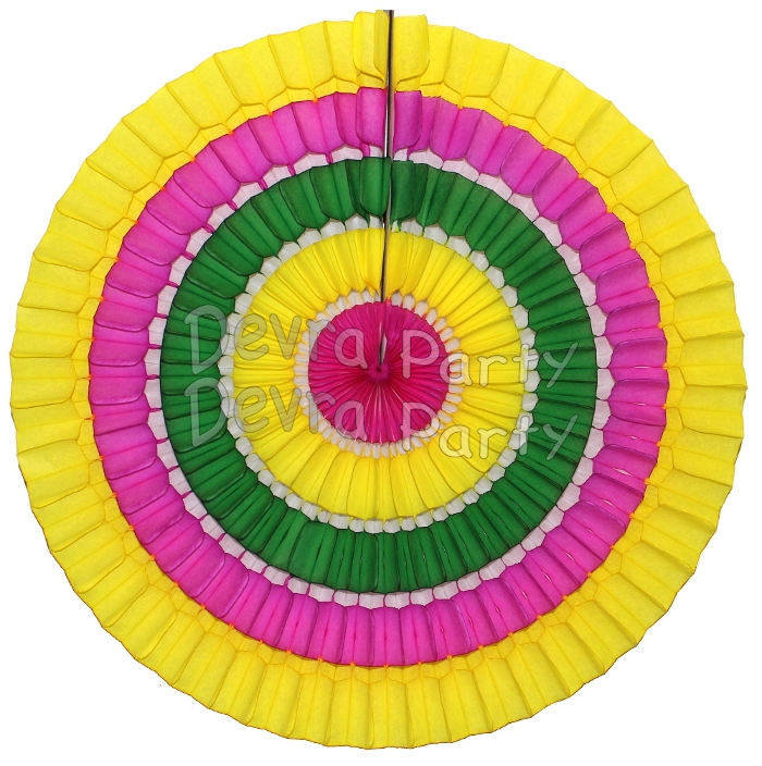 16 Inch Tissue Paper Striped Fan Spring (12 pcs) - Click Image to Close