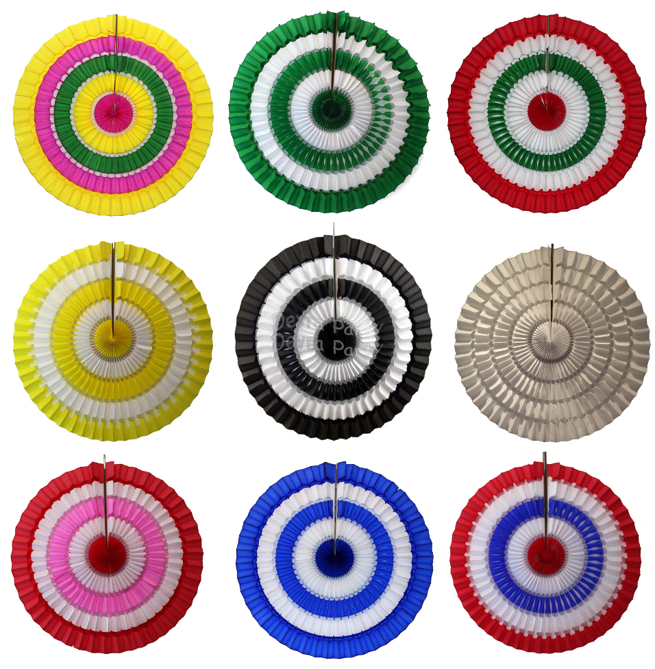 (image for) 16 Inch Striped Tissue Fans - ALL COLORS (12 pcs)