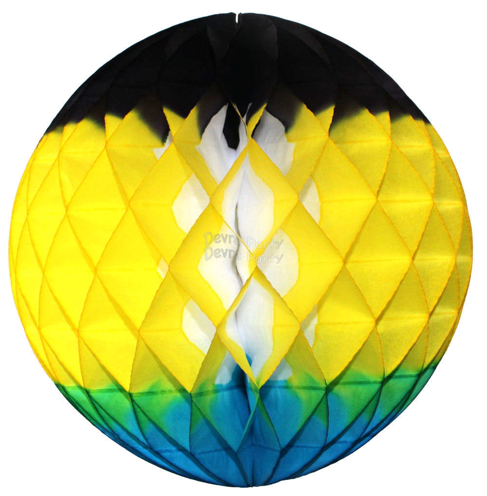 (image for) Bahamian Black/Yellow/Turquoise Tissue Paper Balls (12 pcs)