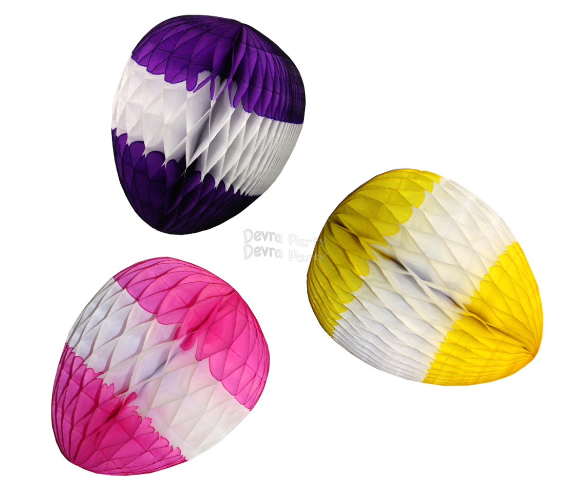 (image for) Honeycomb Easter Eggs 12 Inch Striped (12 pcs)