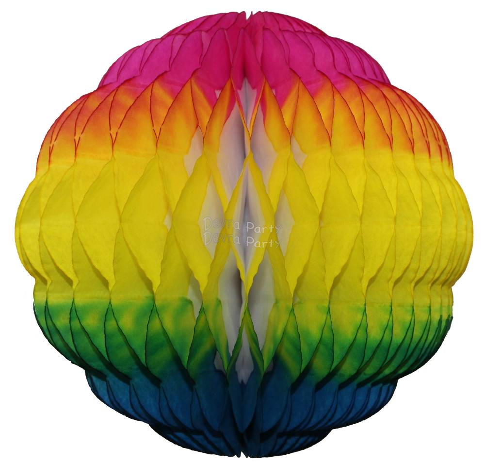 (image for) 8 Inch Rainbow Puff Ball Decoration (12 pcs)