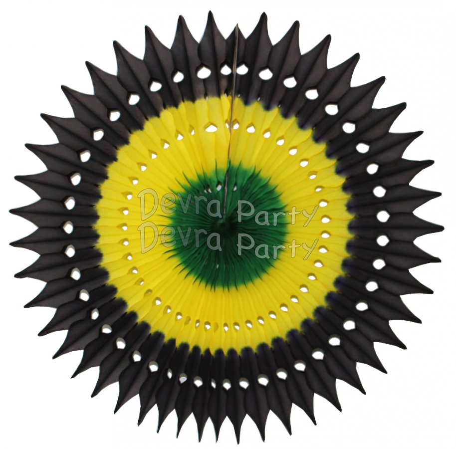 Jamaican Colors Tissue Fan Decoration 21 Inch (12 pcs) - Click Image to Close