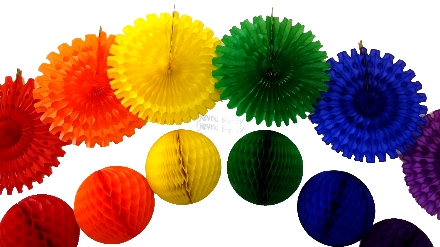 (image for) Rainbow Honeycomb Decoration Kit (6 balls and 6 fans)
