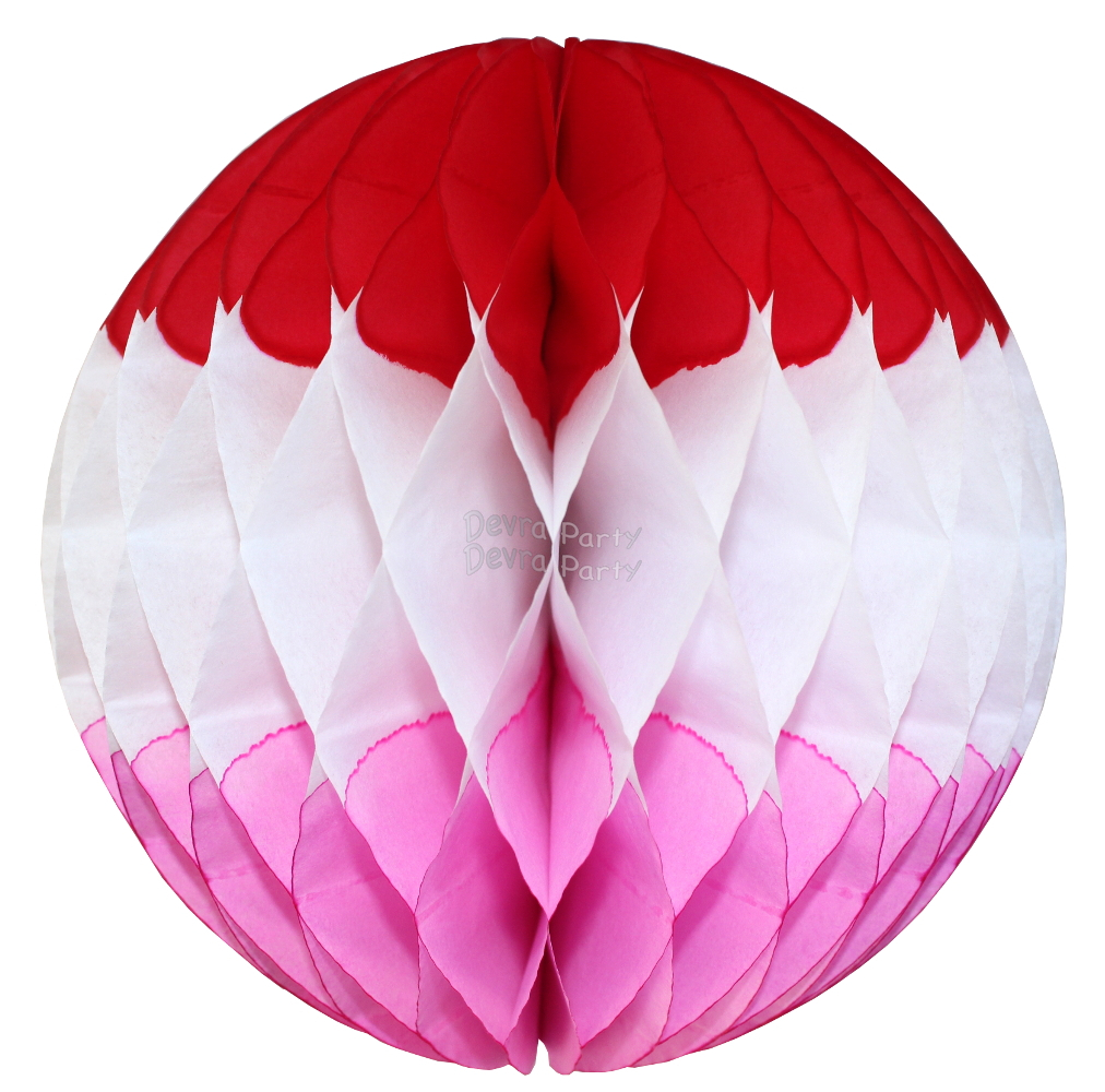 (image for) Valentine Red White Pink Honeycomb Ball Decoration (12 pcs)