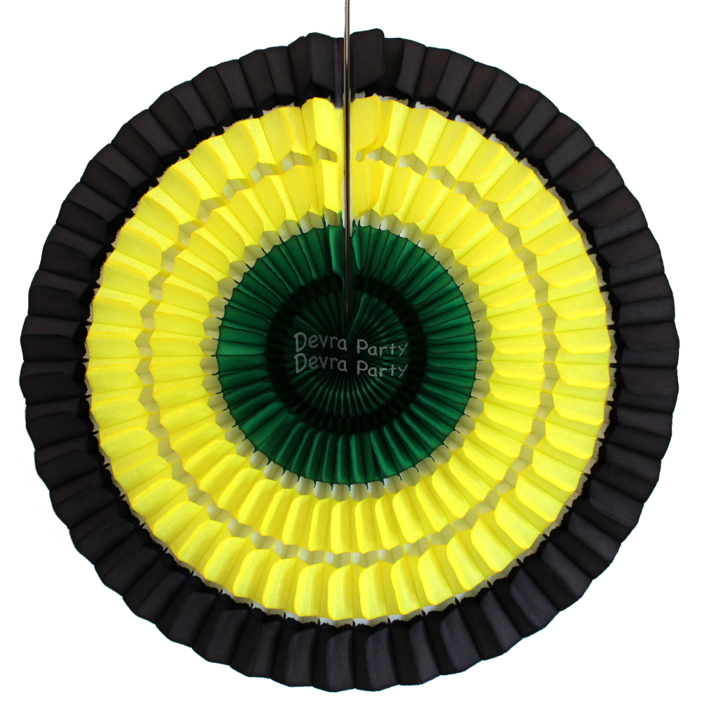 (image for) 16 Inch Striped Jamaican Tissue Paper Fan (12 pcs)