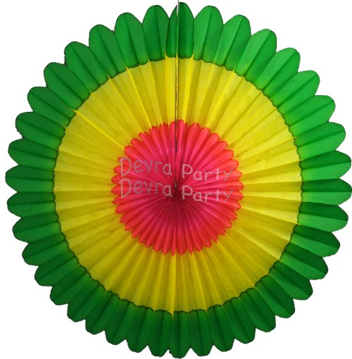 (image for) 27 Inch Deluxe Fan Green Yellow Cerise (12 pcs)