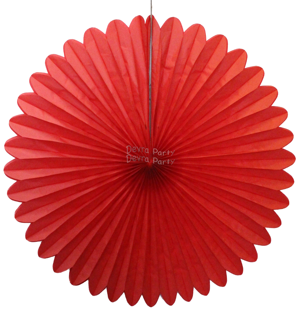 (image for) 27 Inch Red Tissue Paper Deluxe Fan (12 pcs)