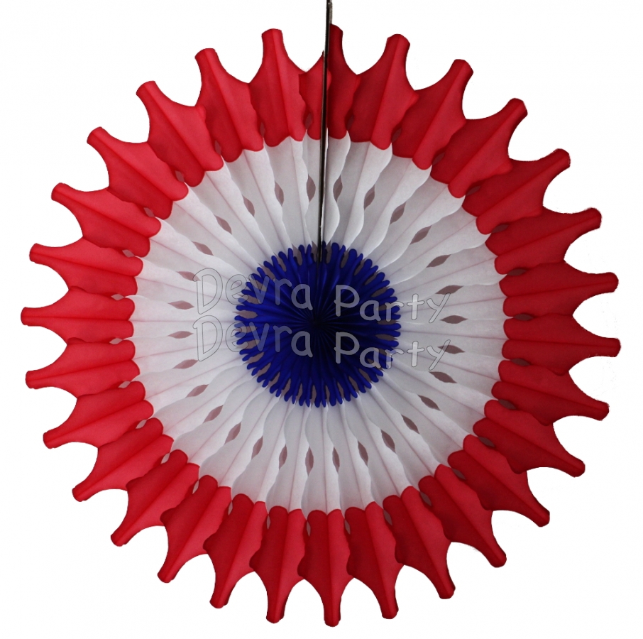Red White and Blue 18 Inch Fan Decoration (12 pcs) - Click Image to Close
