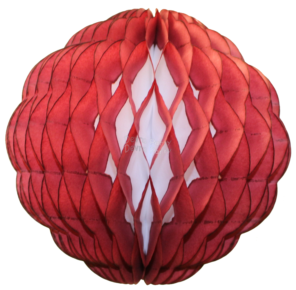 (image for) 8 Inch Puff Ball Maroon and White (12 pcs)