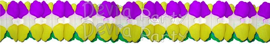 12 Foot Mardi Gras Cross Garland Decoration (12 pcs) - Click Image to Close
