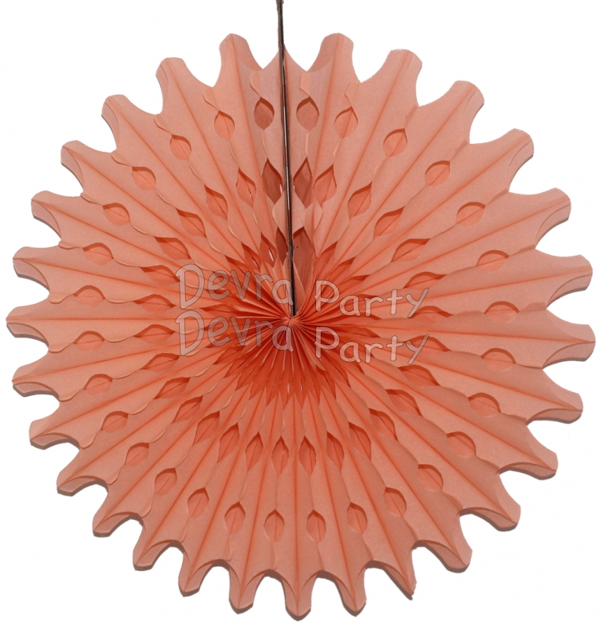 Classic and Vintage Peach 18 Inch Tissue Paper Fan (12 Pieces) - Click Image to Close