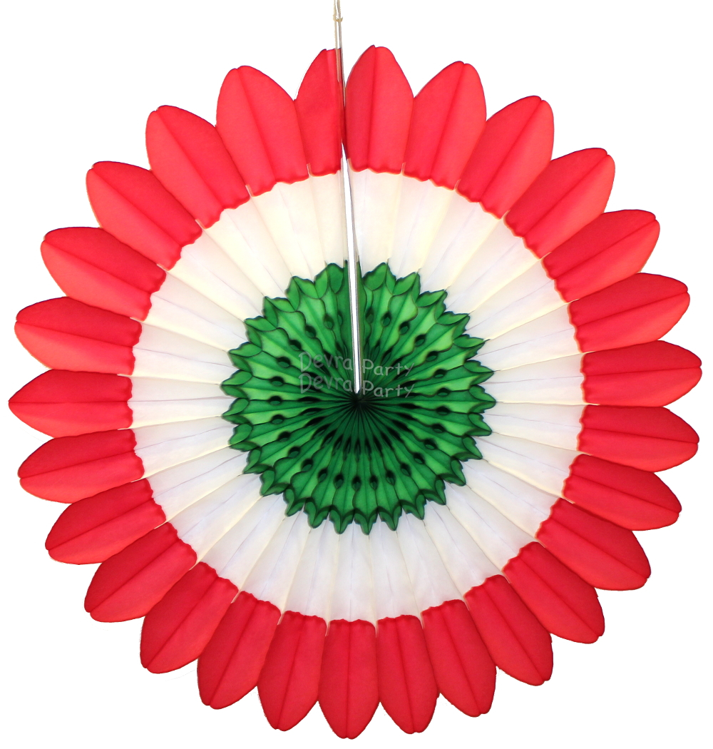 (image for) Red White Green Tissue Paper Honeycomb Fanburst (12 pcs)