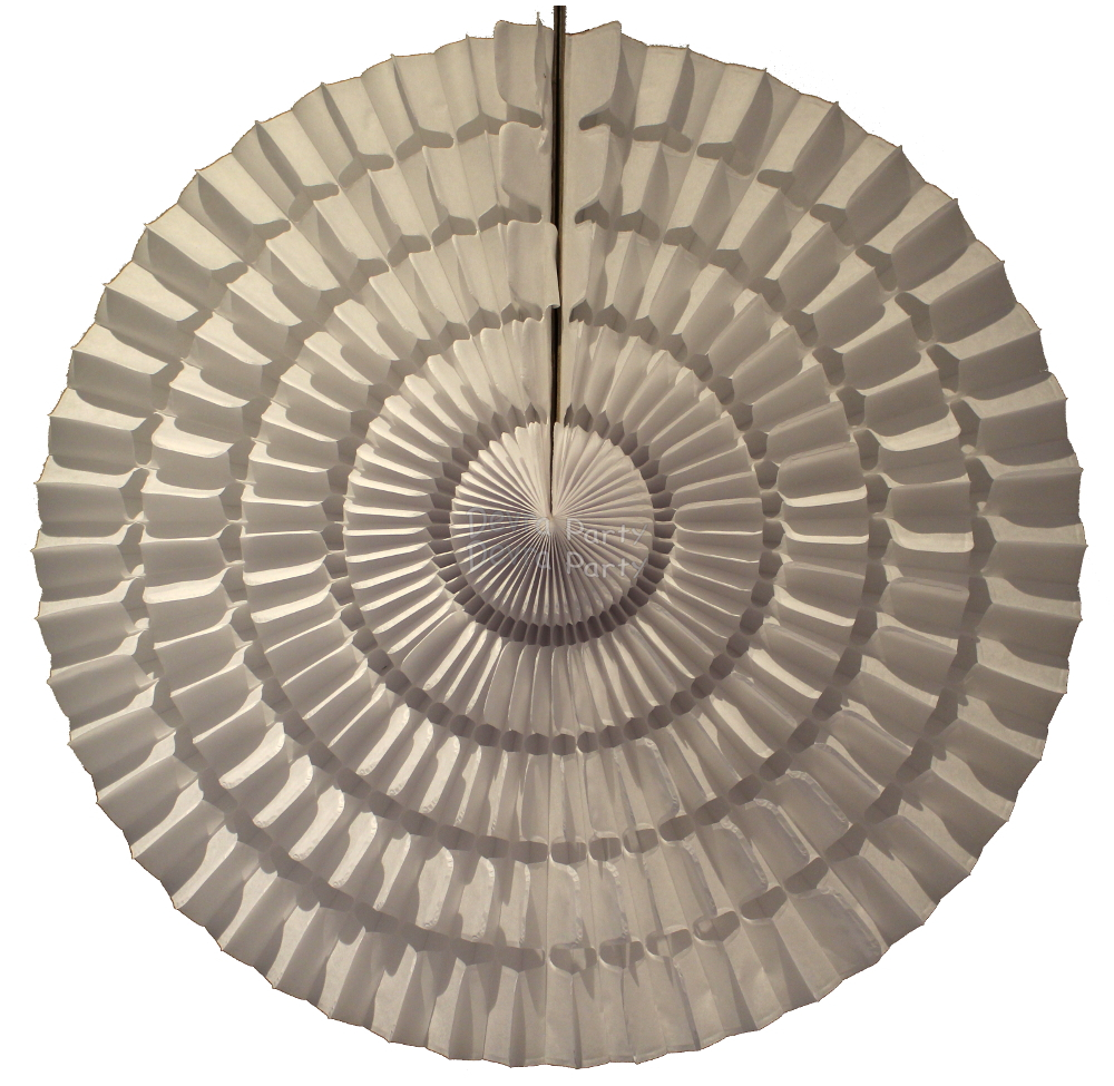 (image for) 16 Inch Tissue Paper Striped Fan White (12 pcs)