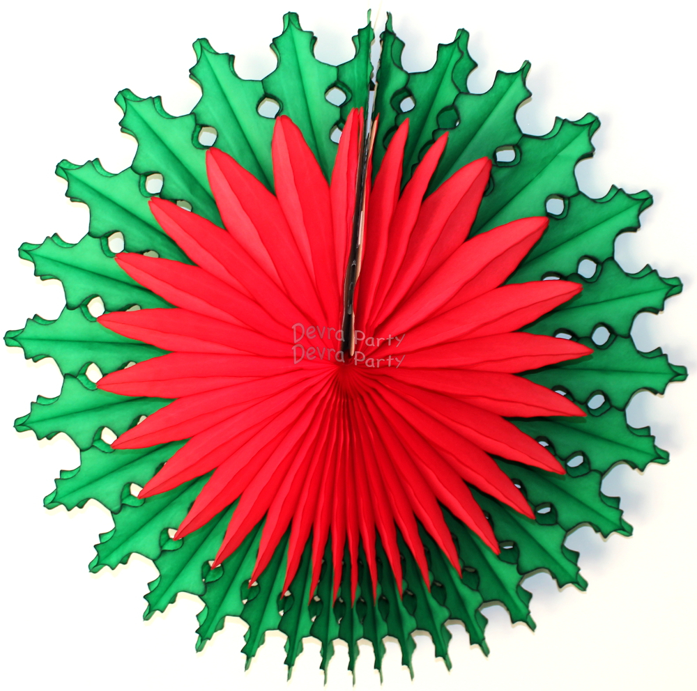 (image for) 22 Inch Poinsettia Christmas Fan (6 pcs)