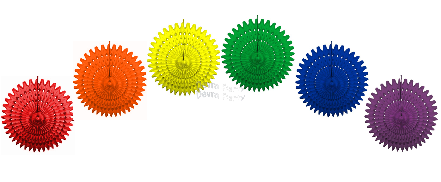 (image for) Large 21 Inch Rainbow Party Decorations (6 fans)