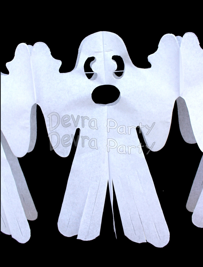 12 Foot Tissue Paper Ghost Garland (6 pcs) - Click Image to Close