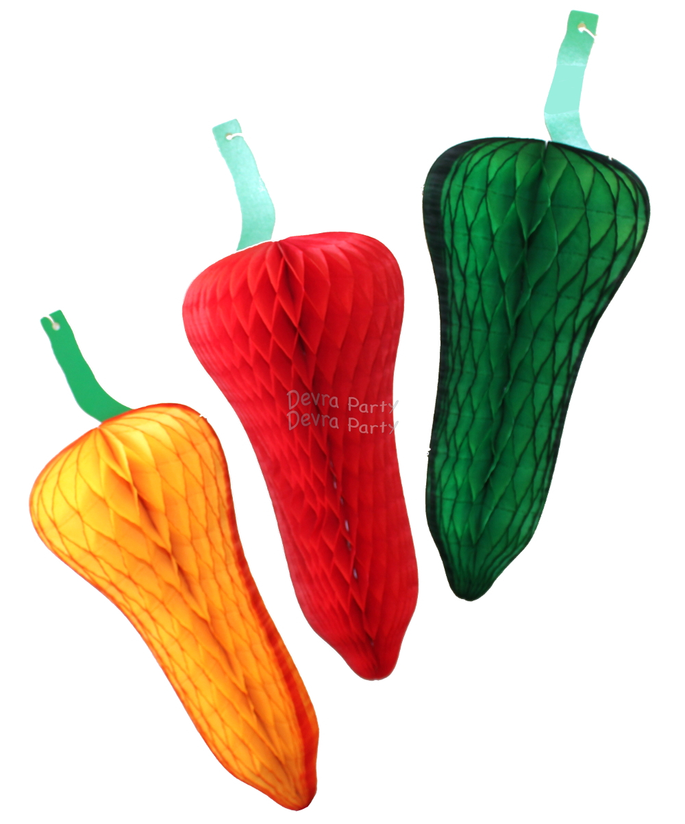 (image for) Chili Peppers 15 Inch Honeycomb Tissue Paper Decoration (12 pcs)