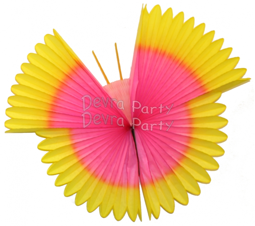 Hanging Tissue Paper Butterfly Decoration Yellow Pink (6 pcs) - Click Image to Close