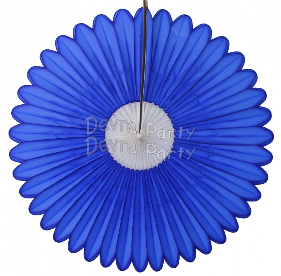 27 Inch Deluxe Fan Dark Blue White Center (12 pcs) - Click Image to Close