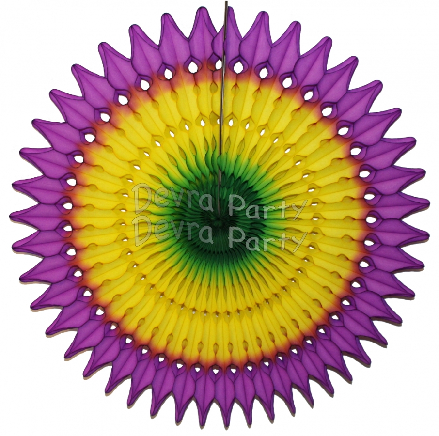 Mardi Gras Tissue Fan Decoration 21 Inch (12 pcs) - Click Image to Close