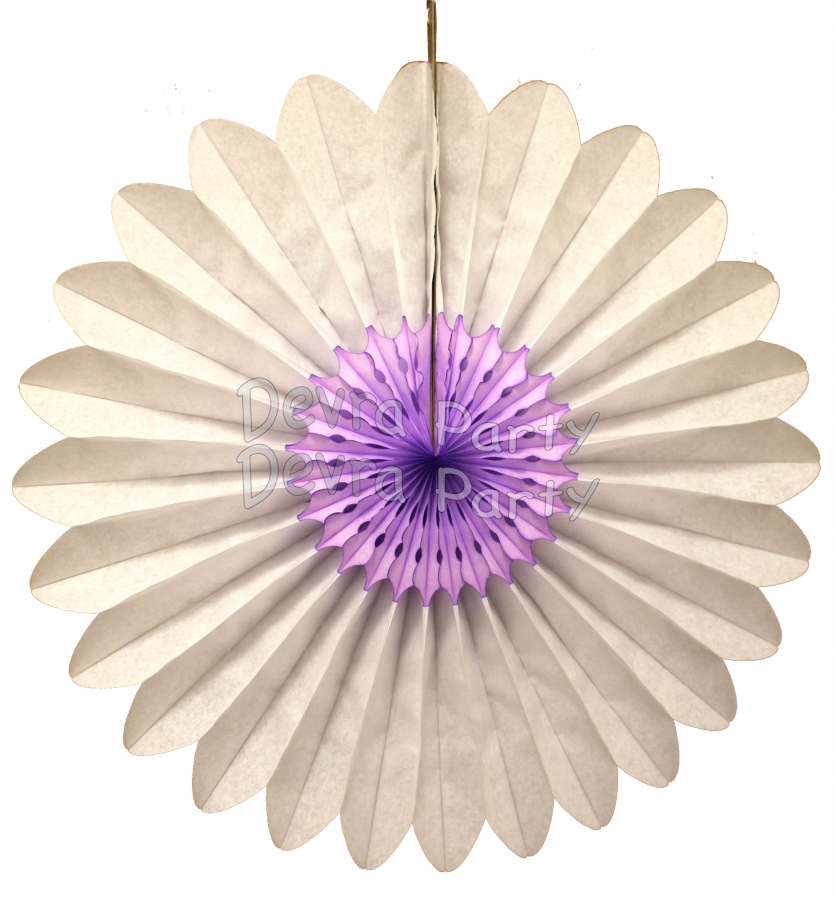 Lilac and White Fanburst Decoration (12 pcs) - Click Image to Close