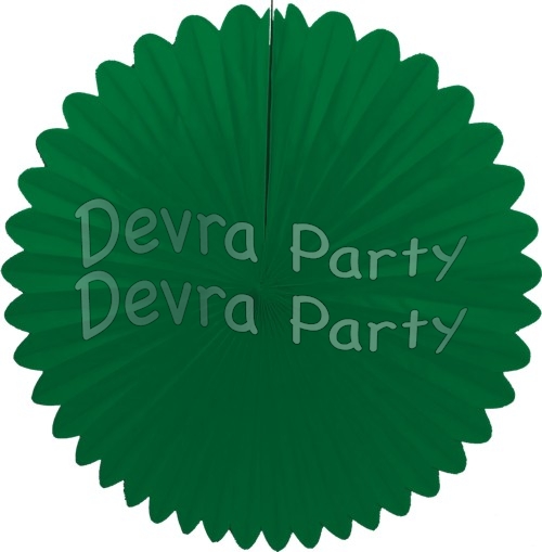 27 Inch Dark Green Deluxe Fan Decorations (12 pcs) - Click Image to Close