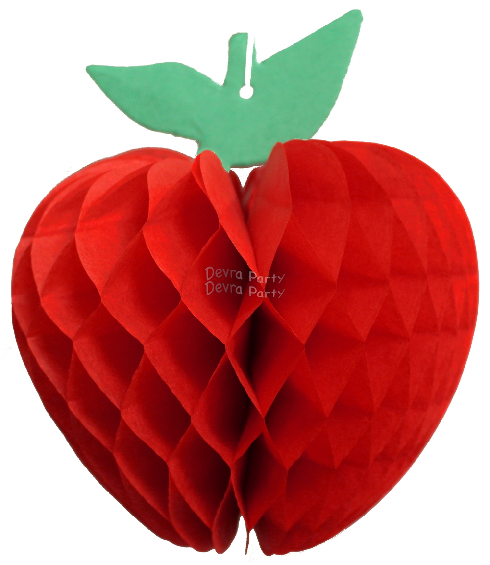 (image for) Honeycomb Paper Red Apple Decoration 7 Inch (12 pcs)