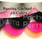 10 Foot Tissue Paper Fan Garland (Bunting) - All Colors (12 pcs)