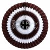 (image for) 16 Inch Tissue Paper Striped Fan Brown and White (12 pcs)