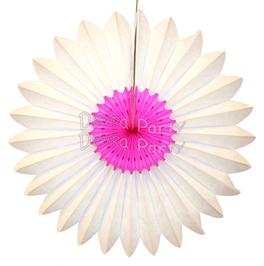 Cerise and White Fanburst Decoration (12 pcs) - Click Image to Close