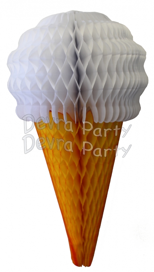 White 20 Inch Tissue Paper Ice Cream Cones (6 pieces) - Click Image to Close