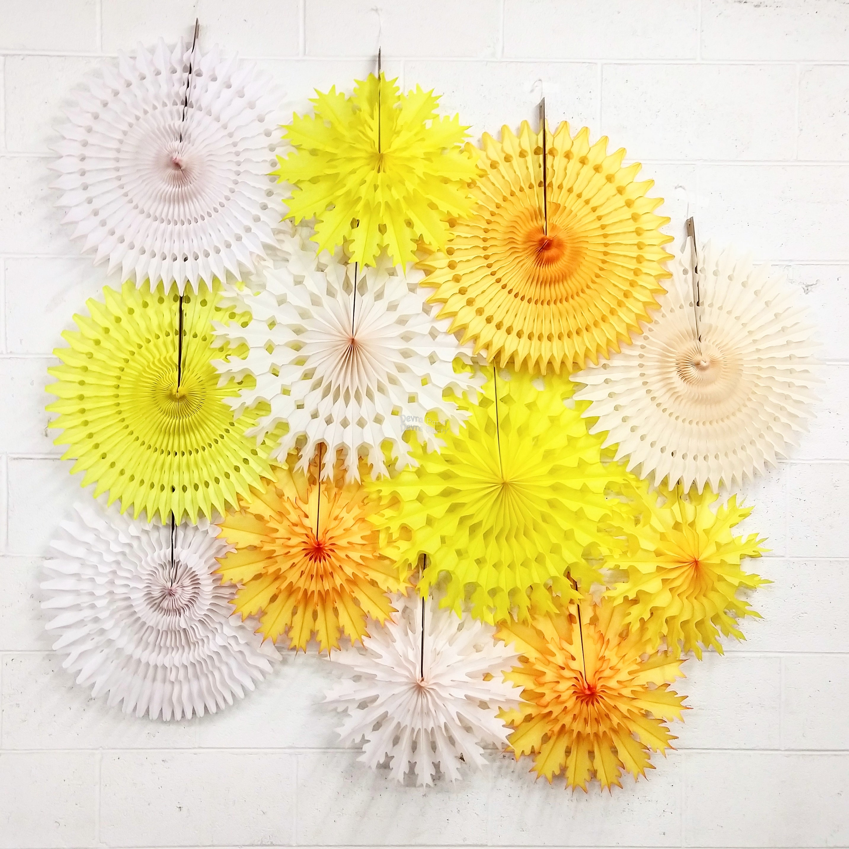 (image for) 10-piece Tissue Paper Snowflake Set, Yellow Mix (single kit)