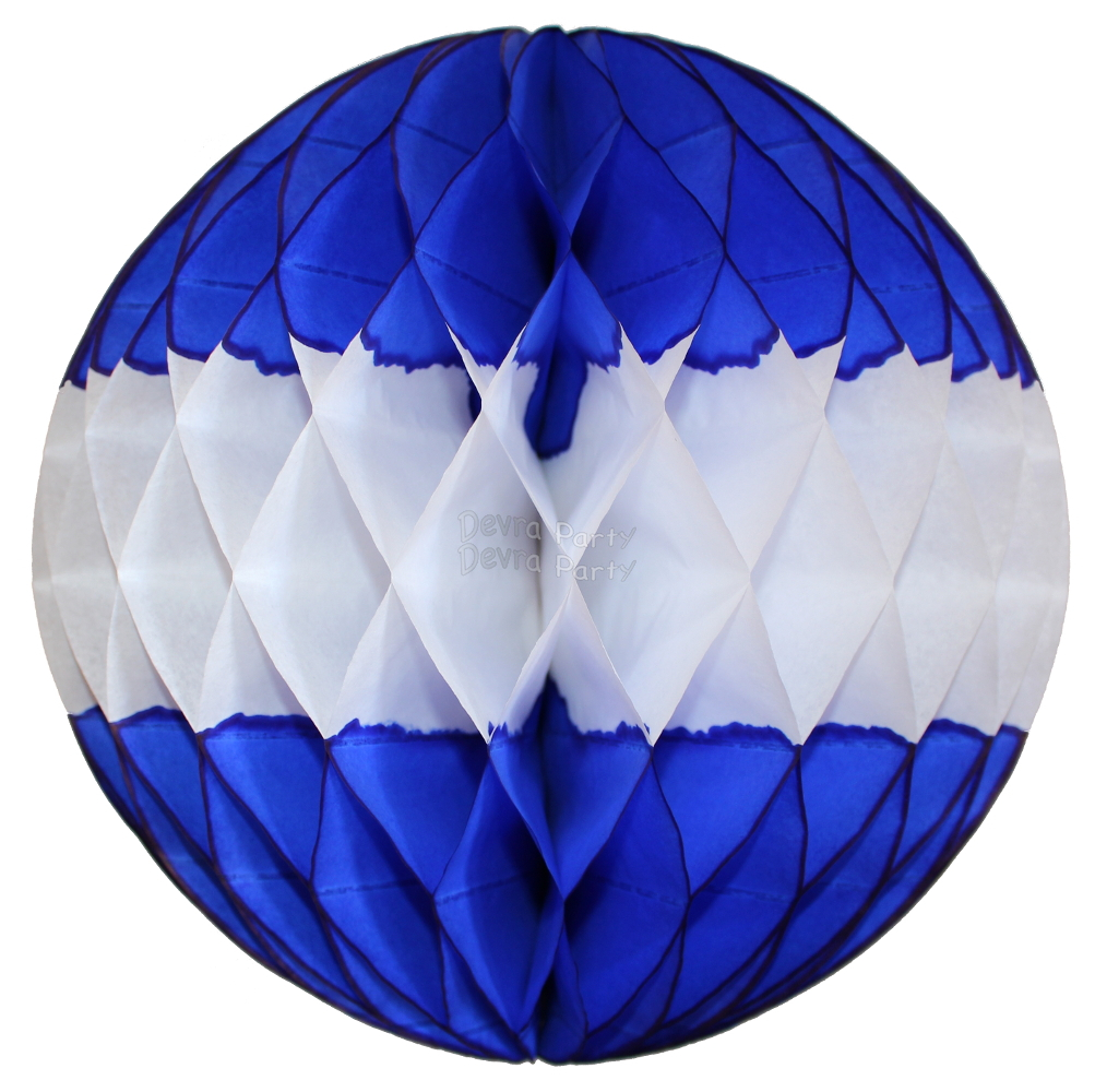 (image for) Dark Blue and White Honeycomb Tissue Paper Balls (12 pcs)