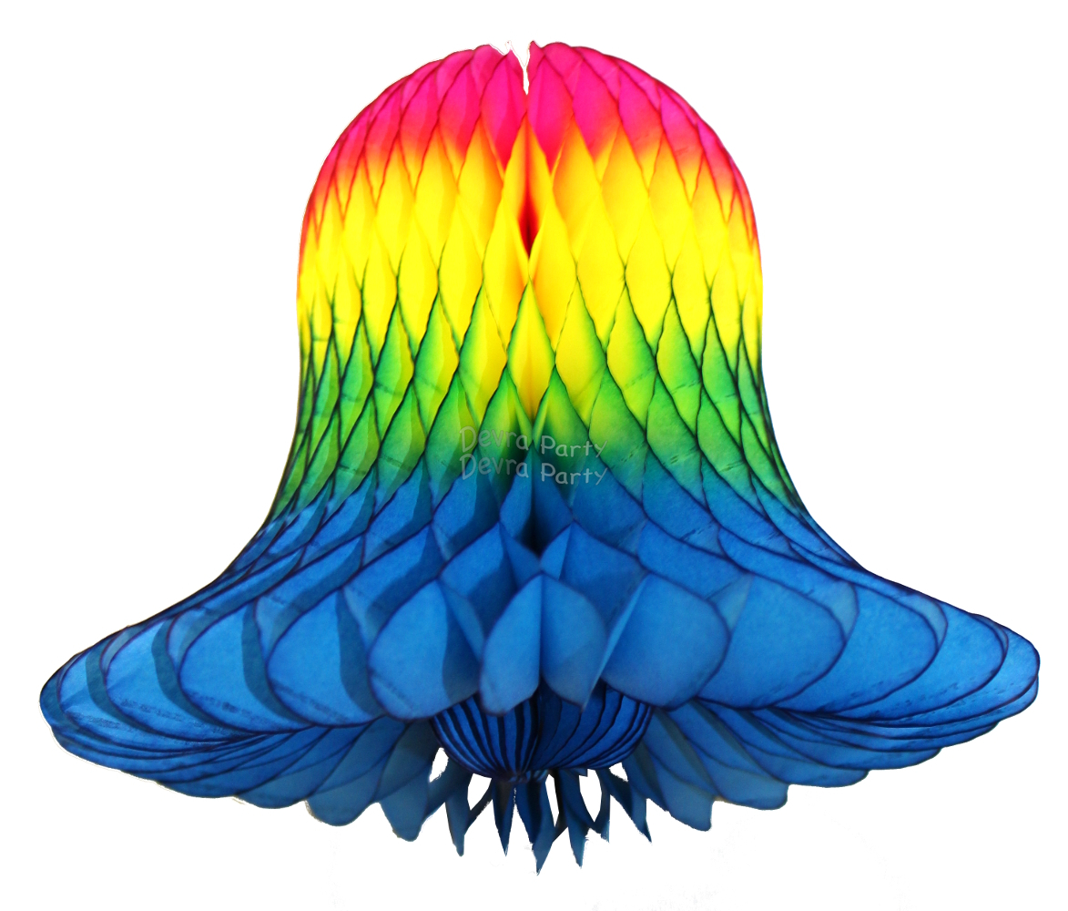 (image for) Multi Colored Rainbow Tissue Party Bells (12 Pieces)