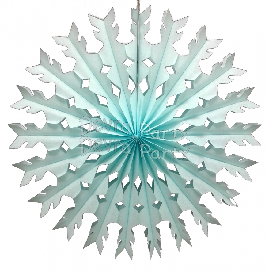 22 Inch Light Blue Tissue Paper Snowflake Decoration (12 pcs) - Click Image to Close