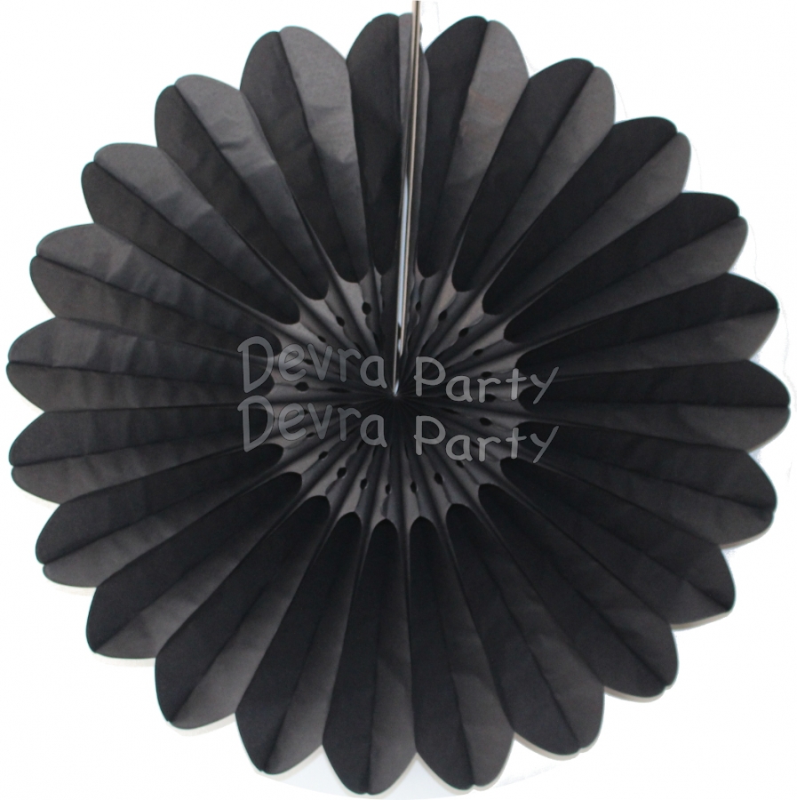 Tissue Fanburst Decoration Black (12 pcs) - Click Image to Close