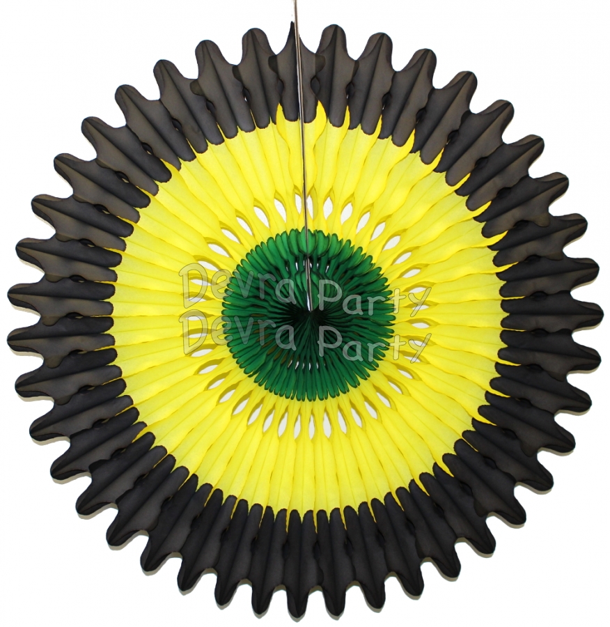 26 Inch Tissue Fan Jamaican Colors (12 pcs) - Click Image to Close
