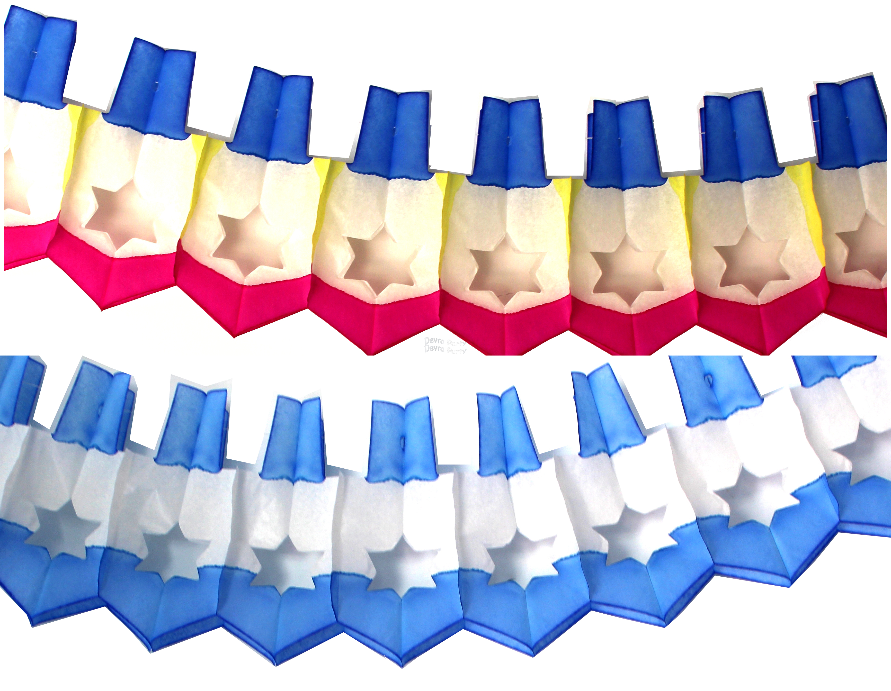 (image for) 12 Foot Tissue Paper Dreidel Garland (6 pcs)