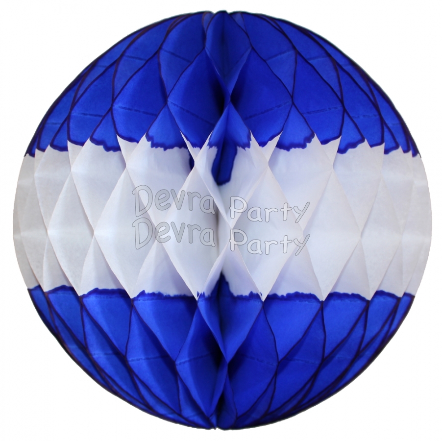 Dark Blue and White Honeycomb Tissue Paper Balls (12 pcs) - Click Image to Close