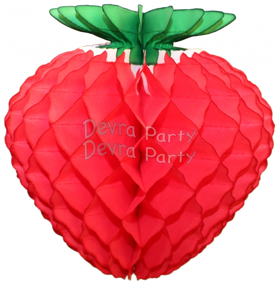 Honeycomb Strawberry Decoration, Classic Red 16 inch (12 pcs) - Click Image to Close