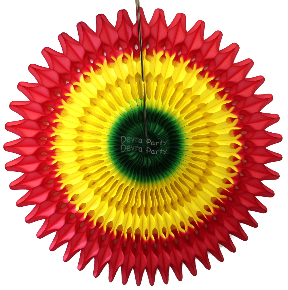 (image for) 21 Inch Tissue Fan Fiesta Red/Yellow/Green (12 pcs)
