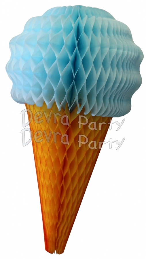 Light Blue 20 Inch Tissue Paper Ice Cream Cones (6 pieces) - Click Image to Close