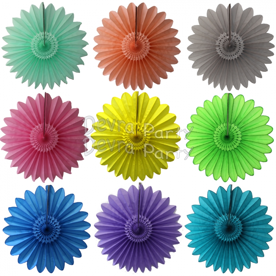 27 Inch Tissue Paper Hanging Fanburst Decoration (12 pcs) - Click Image to Close