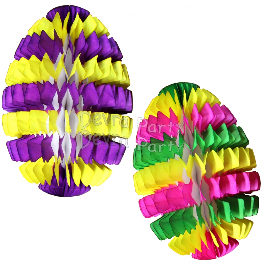Honeycomb Easter Egg Striped 16 inch (12 pcs) - Click Image to Close